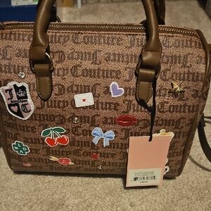 Juicy Couture Brown Satchel with Fun Patches